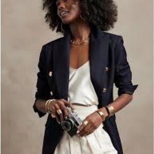 Banana Republic Navy Blazer with Gold Accents